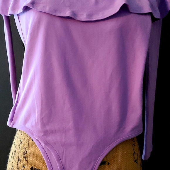 Rue 21 size Small fitted long sleeve Bodysuit Color purple in like new condition - Picture 2 of 6